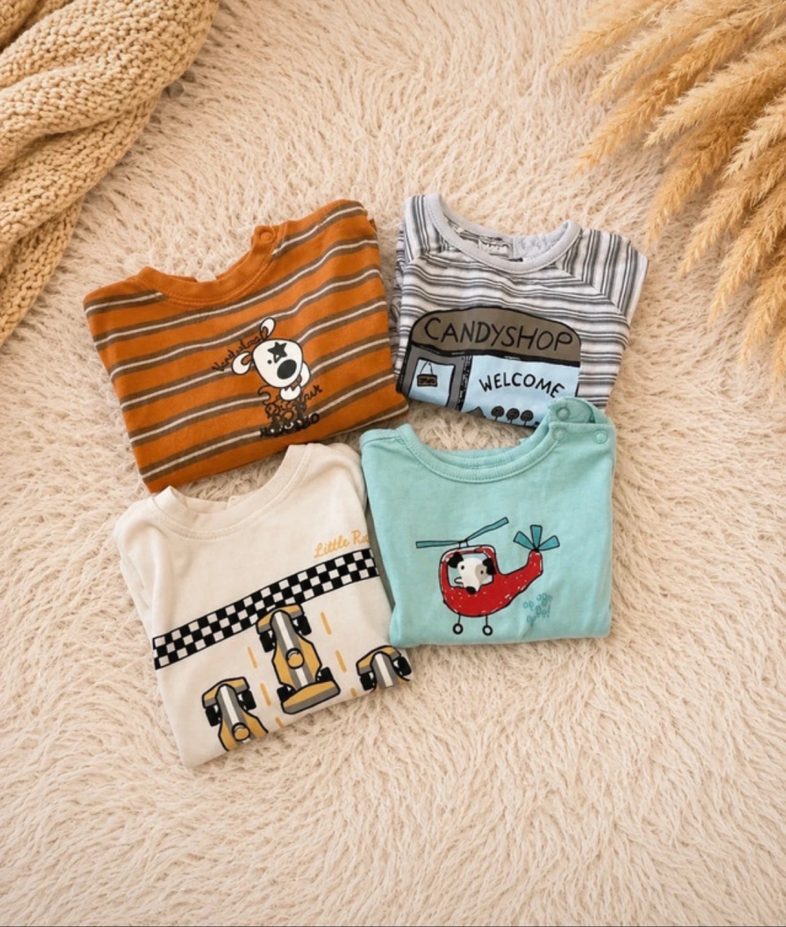 Lot de 4 t-shirts manches longues bébé – Taille 6 mois